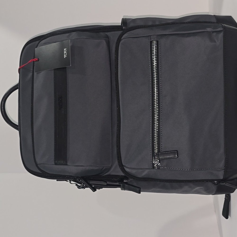 NWT ✅ TUMI  LINKS TRAVEL BACKPACK PE & LEATHER CHARCOAL GREY / BLACK ✨NWT